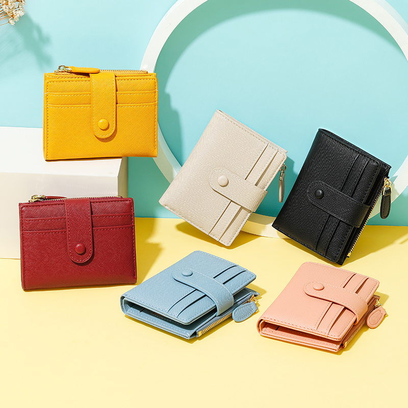 TAOMICMIC simple female short two-fold foreign trade wallet student zipper multi-function folding wholesale coin wallet